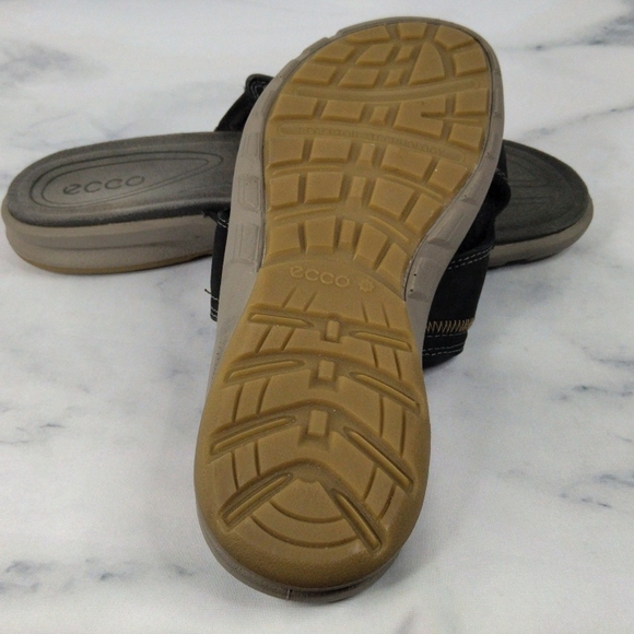 Ecco Men’s Black + Gray Velcro Strap Slide Sandals / Size EU 44 / US 10 - Picture 6 of 6